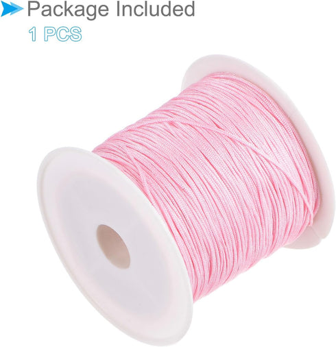 Nylon Knotting Cord, 0.6mm Dia 50 Yards 45m Length, Nylon Soft Smooth Beading Thread Light Pink - (Applications: for DIY Craft Red)...