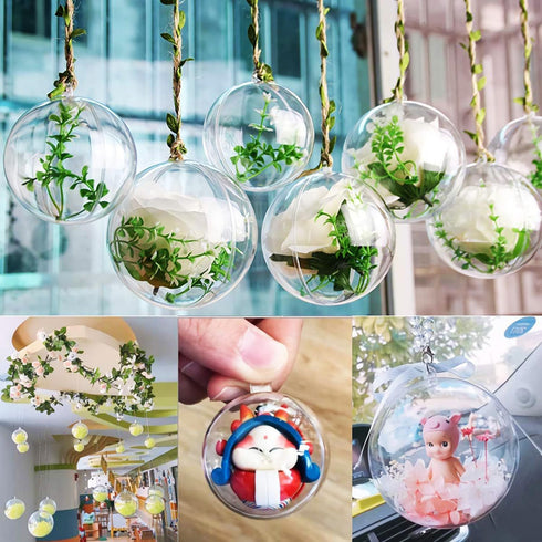 Clear Fillable Ornaments Ball, 25 PCS Transparent Plasti Craft Ornament Balls 5 Different Sizes for DIY Bath Bomb Mold Set and Party Decor...
