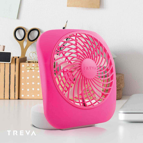O2COOL Treva 5 Inch Battery Powered Fan Portable Desk Fan 2 Cooling Speeds with Compact Folding & Tilt Design Cubicle Accessories Small Portable (...