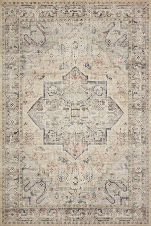 Loloi Hathaway Collection HTH-07 Multi/Ivory 2'-0" x 5'-0", .25" Thick Accent Rug, Soft, Durable, Printed, Modern, Low Pile, Non-Shedding, Easy Cl...
