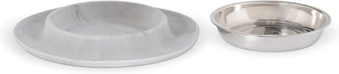 Messy Cats Single Silicone Feeder with Stainless Saucer Shaped Bowl | Anti-Slip Non-Skid Cat Food Bowl | One Cat Bowl in Feeding/Water Station | 1...