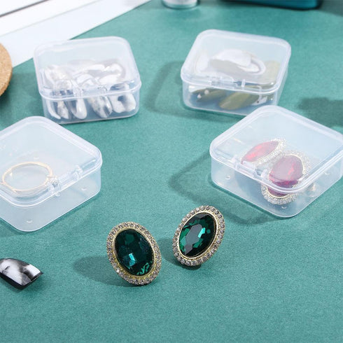 30pcs Square Transparent Jewelry Container, Plastic Makeup Bead Packaging Storage Box, Mini Clear Empty Case with Lid for Crafts, Jewelry, Hardwar...