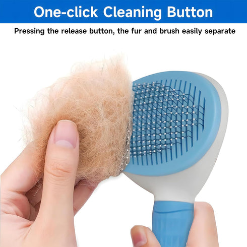 cat brush with release button, indoor cat hair brush that falls off, suitable for long or short haired cats, cat beauty brush for kittens, cat com...
