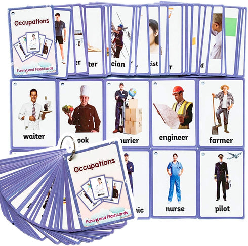 37PCS/Set Occupations Kids Gifts English Flash Cards Pocket Card Educational Learning Baby Toys for Children Pre-Kindergarten...