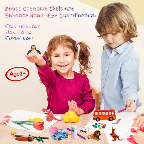 Modeling Clay Kit, 24 Colors Air Dry Clay for Kids, Magic Foam DIY Clay with Sculpting Tools, Ultra Light & Soft Clay, Safe & Non-Toxic Self Dryin...