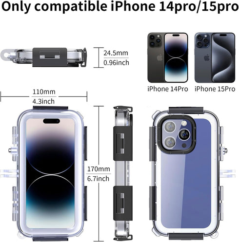 Waterproof Case for iPhone 14Pro/15Pro, Shockproof Anti-Dust Outdoor Sports Waterproof Phone Case Cycling Skiing Phone Case with Bike Mount Bracke...