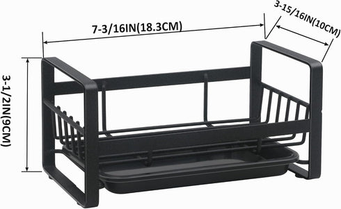 Kitchen Sponge Holder for Sink, Kitchen Sink Caddy Organizer, Sink Tray Drainer Rack, Dish Rags Brush Soap Storage Countertop with Removable Front...