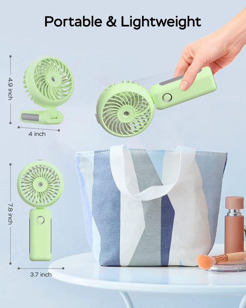 Portable Handheld Misting Fan, 4000mAh USB Rechargeable Personal Foldable Fan with Water Tank Battery Operated Spray Water Mist Fan Makeup Small F...