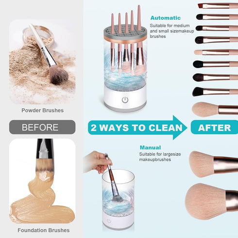 Electric Makeup Brush Cleaner,Auto Makeup Brush Cleaner,Make up Brush Cleaner Machine Wash and Dry Quickly,Deep Wash Cosmetic Brush Spinner for Al...