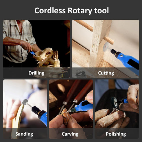 Cordless Rotary Tool Kit, 3.7V Mini Grinder with 5 Variable Speed, Front LED Work Light, 42pcs Accessories Electric Multi-Tool for Polishing, Clea...