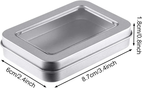 8 Pieces Tin Box Metal Tins with Lids Clear Top Empty Mini Portable Small Storage Tins Case for Home Candles, Candies, Gifts, Balms and Treasures,...