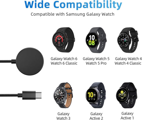 USB C Charger for Samsung Galaxy Watch 6/6 Classic/5/5 Pro/4/4 Classic/3/Active 2, (2 Pack) Upgrade Nylon Galaxy Watch Charger Cable......