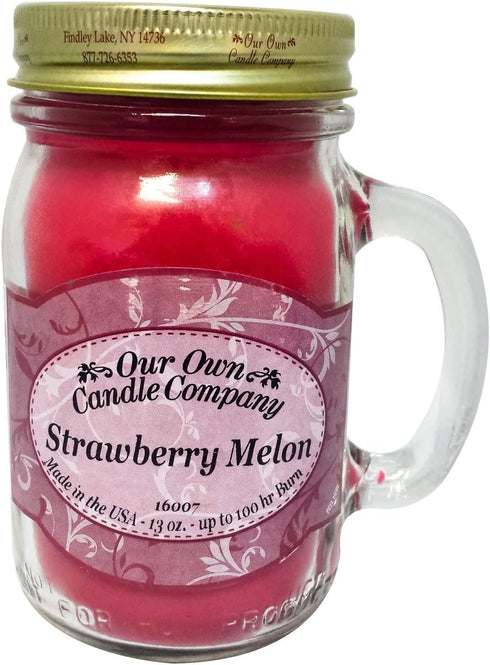 Our Own Candle Company, Strawberry Melon Scented Mason Jar Candle, 100 Hour Burn Time, Made in The USA - 13 Ounces...