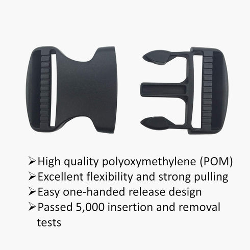 2 Set 2 Inch Flat Dual Adjustable Plastic Quick Side Release Plastic Buckles and Tri-glide Slides for Luggage Straps Pet Collar Backpack Repairing...