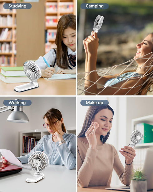 2 Pack Portable Handheld Fan, Mini Hand Held Fan, 6-15H Cooling Small Personal Fan, 180° Foldable Mini Desk Fan with 4 Quiet Speed, Neck Fan w/Lan...