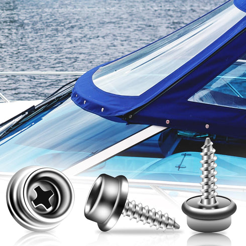 Boat Canvas Snaps Stainless Steel Screw Boat Cover Snaps Metal Snaps 3/8 Inch Socket Snap Screw Stud Canvas Snap Tool for Boat Covers (30 Pcs)...