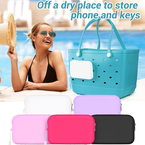 Silicone Bogg Bag Accessories Phone Holder with Zipper,Accessories Set for Bogg Bag Contain 2PCS Charms, Waterproof Cell Phone Holder Compatible w...