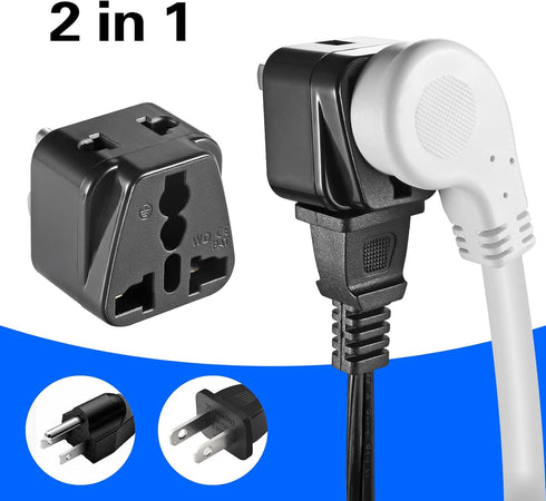 3 Pack US Travel Plug Adapter, EU/UK/AU/in/CN/JP/Asia/Italy/Brazil to USA (Type B), 3 Prong Grounded USA Wall Plug Wall Outlet Power Charger Conve...