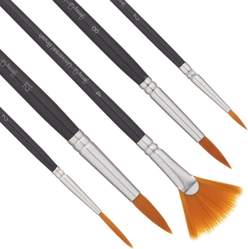 Jerry Q Art 15 pcs Golden Taklon Brush Set for Acrylic, Tempera, Watercolor, Oil Painting, Silver Ferrule with Violet Short Wooden Handles JQ151...