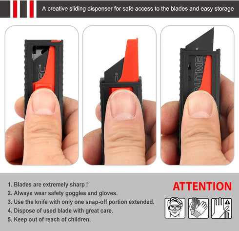 HAUTMEC 20-Pack Utility Knife Blades with a Safety Dispenser, Standard Replacement Blades for Heavy Duty Utility Knives and Box Cutters, Sharper S...