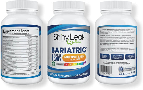 Shiny Leaf Bariatric Multivitamin Iron-Free Capsules for Post Bariatric Surgery Patients, Once Daily Bariatric Vitamins without Iron for WLS, Slee...