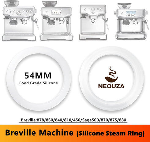 NEOUZA 54mm Brewing Group Head Silicone Gasket 2Pcs Espresso Machine O-Ring Compatible with Breville Sage 450/500/810/860/810/840/870/875/878 Coff...