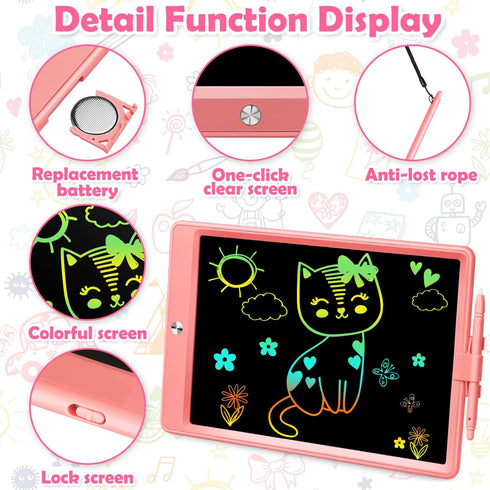 11 Inch LCD Writing Tablet Toys for 3 4 5 6 7 8 Year Old Boys Girls Gifts, Colorful Drawing Board Writing Doodle Pad, Portable Scribbler Boards Ed...