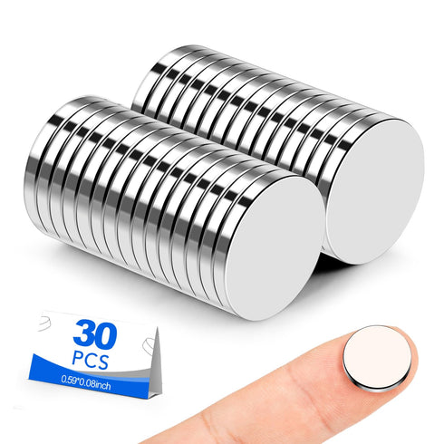 Small Magnets, 30 Pack Refrigerator Magnets 15x2mm Rare Earth Magnets Neodymium Magnets for Crafts, Whiteboard, Kitchen Cabinet......