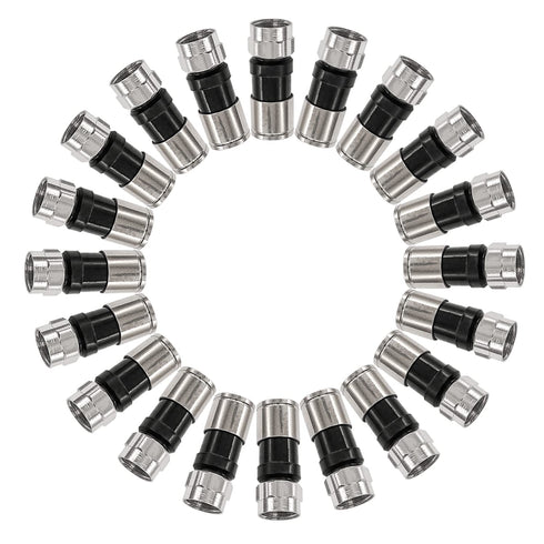 Taiss 20PCS RG6 Compression connectors,F Type Coaxial Cable Compression connectors (Black)...