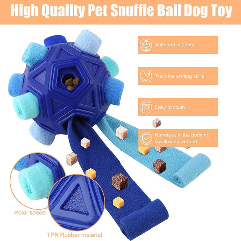 Dog Snuffle Ball-Interactive Puzzle Dog Toys Encourage Natural Foraging Skills Slow Feeder for Training and Stress Relief, Cloth Strip Hiding Food...