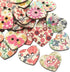 AKOAK 50 Pack 25MM 2-Hole Mixed Flower Pattern Printed Wooden Peach Heart Shaped Buttons Wood Sewing Buttons DIY Scrapbooking Clothe Buttons...