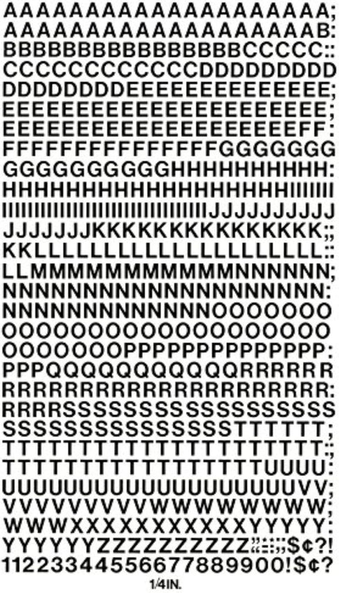 Chartpak Press-On Vinyl Letters and Numbers, Self Adhesive, Black, 0.25"h, 610/Pack...