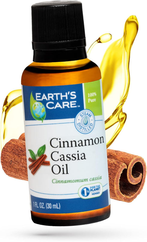 Earth's Care Cinnamon Cassia Oil - Cinnamon Essential Oil - 100% Pure Cinnamon Essential Oil for Diffuser - 1 Fl OZ (1 Bottle)...