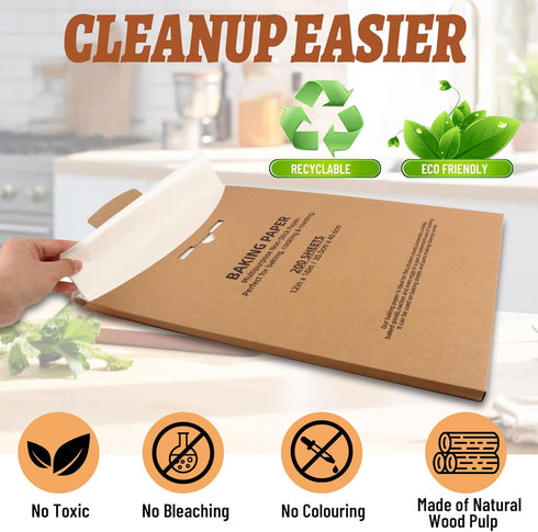 200 Pcs Parchment Paper Baking Sheets, 12"x16" Precut Non-Stick Baking Parchment Paper Sheets Bun Sheet Pan Liners.Baking Grilling Air Fryer Steam...