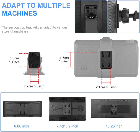 podofo Suction Cup Bracket for 6.8/7/9/9.3/10.26 inch Portable Car Stereo Radio, Upgraded Mount Windshield Monitor Suction Cup Bracket for Portabl...