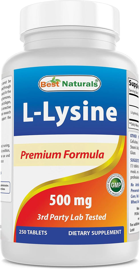 Best Naturals L-Lysine 500 mg 250 Tablets...