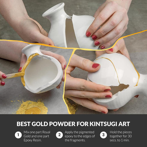 MEYSPRING Royal Gold Mica Powder for Epoxy Resin - Kintsugi Gold - Epoxy Resin Pigment - Great Resin Color for Kintsugi Repair Kit and Metallic Ep...