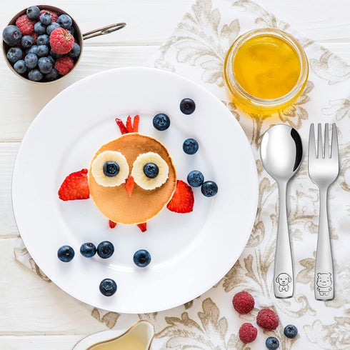 VITEVER 10-Piece Toddler Utensils, Kids Stainless Steel Silverware Set, Children Safe Forks and Spoons - Mirror Polished, Dishwasher Safe...