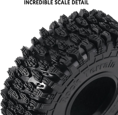 INJORA 1.0 Tires - S5 Rock Terrain Crawler Tires for TRX4M SCX24 AX24 FCX24 Upgrade Parts,64 * 24mm,T1011...