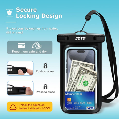 JOTO IPX8 Waterproof Phone Pouch Case, Underwater Dry Bag for Phone Protector for iPhone 15 14 13 12 11 Pro Max, Galaxy S24 S23 S22 Ultra Pixel to...