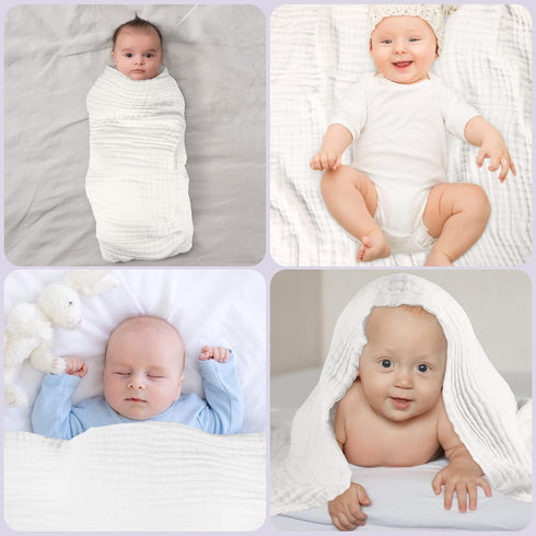 MUKIN Baby Bath Towels, Super Soft Cotton Receiving Blanket for Baby's Delicate Skin,2Pack Swaddle Blanket for Newborns Toddlers Boy Girl,Baby Reg...