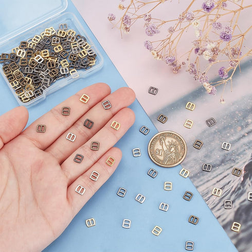 PH PandaHall 200 pcs 4 Colors Mini Alloy Rectangle Adjuster 6x5mm Tri-Glide Slides Buckle Webbing Slider for Fasteners Clothing DIY Accessories...