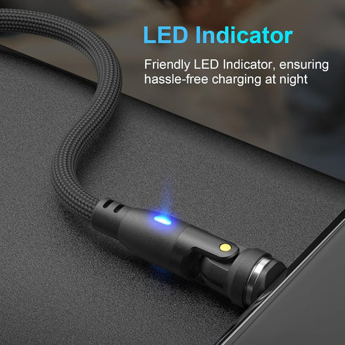 Ion 6 in 1 IP/Type-C/Micro USB PD 100W 540 Rotation Magnetic Data Transmission & Fast Charging Cable 1.8 Meter Length...