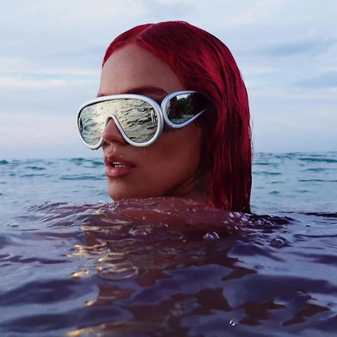 PORADAY Fashion Wave Mask Sunglasses for Women Men Trendy Oversized Sun Glasses Luxury Designer Y2K Punk Shades...