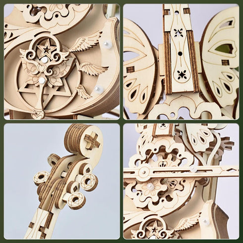 3D Wooden Puzzles, DIY Assembled Adult Toys, Home Decorations, Creative Musical Gift Hobby Kit, 143 Pieces, Cello Music Box...
