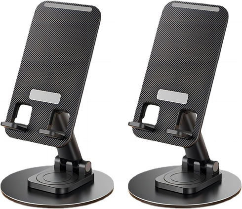 2PCS Cell Phone Stand, Adjustable Phone Holder 360° Rotation Fully Foldable Desktop Dock Compatible with iPhone 15 14 13 Pro Max Android Smartphon...