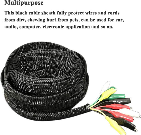 100ft - 1/4 Inch Cable Management Sleeve Protector,Wire Loom PET Expandable Wire Sleeving for Office TV Computer Home Theater Engine Bay Cord Orga...