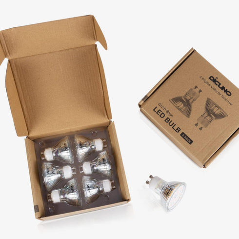 DiCUNO GU10 LED Light Bulbs, 6W 60W Halogen Replacement, Bright Daylight White 5000K, 700LM, Full Glass Cover 120 Degree Beam Angle 120V MR16 GU10...