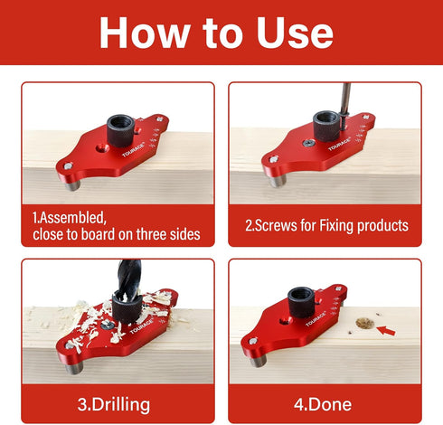 TOURACE Adjustable Drill Jig with Drill Bit for Floating Shelf, Portable Dowel Drill Guide Jig, Biscuit & Plate Joiner Woodworking Tool, Pocket Sc...