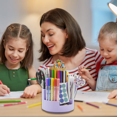 360°Degree Rotating Desk Organizer, 10 Slots Pencil Pen Holder for Desktop, Cute Rotating Desk Pen Organizer Storage Caddy for Office, School, Hom...